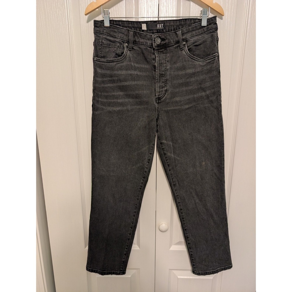 Kut from the Kloth Rosa Crop Vintage Straight Leg Jeans 8 Grey Button Fly